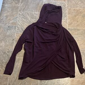Purple Hooded Wrap Sweater